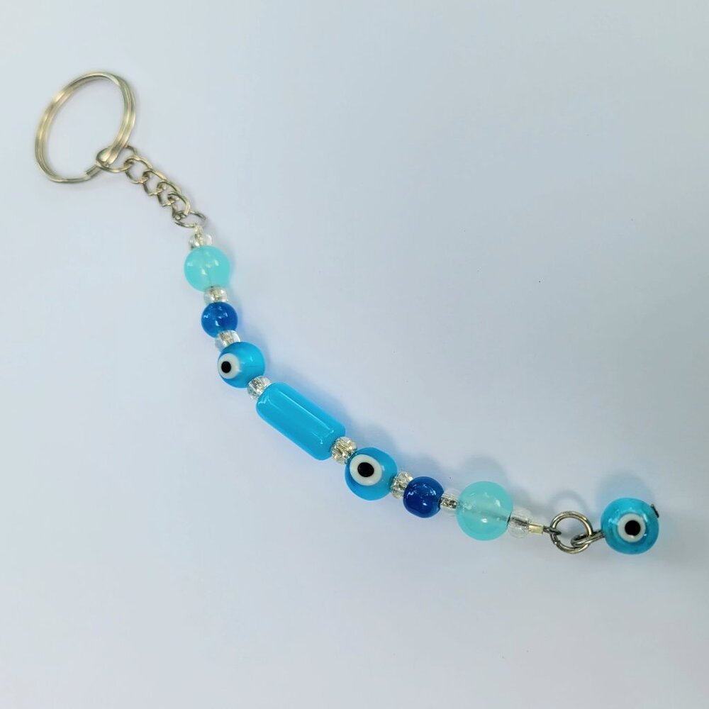 Blue Evil Eye Keychain - Handmade